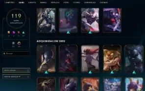 Prata 4 com TODOS os champs e 120 Skins + Rammus Rei