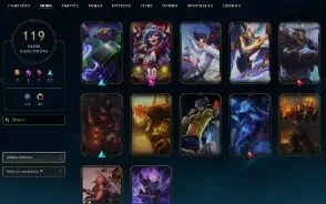 Prata 4 com TODOS os champs e 120 Skins + Rammus Rei