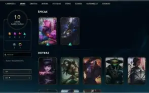 CONTA LEAGUE OF LEGENDS LVL 45 COM 10 SKINS