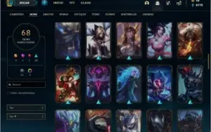 Conta bronze 1 com 95 champs e 68 skins