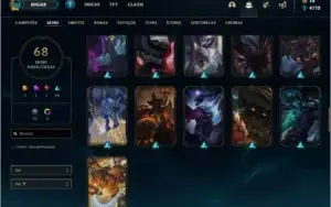 Conta bronze 1 com 95 champs e 68 skins