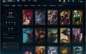 Conta bronze 1 com 95 champs e 68 skins