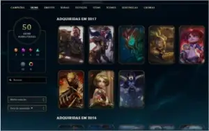 Conta lol 110 campeões, 50skins, 40k Essência azul plat1