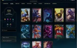 Conta lol 110 campeões, 50skins, 40k Essência azul plat1