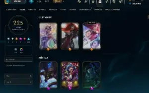 Platina 4 com TODOS os Champs e 225 Skins ( SUP / ADC )