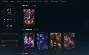 conta lol d2 todos os champs 69 skins