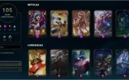Conta 105 skins, 106 campeões Gold 2