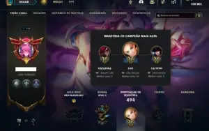 Conta Unranked com 130 Champs e 157 Skins ( MID ADC E SUP )