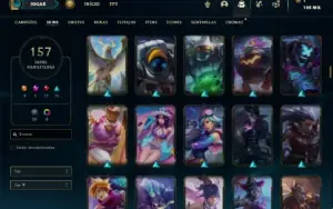 Conta Unranked com 130 Champs e 157 Skins ( MID ADC E SUP )