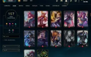 Conta Unranked com 130 Champs e 157 Skins ( MID ADC E SUP )