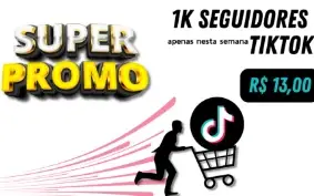 Oferta termina às 20 h de hoje. 1k seg. TIKTOK 13,00 -corra!