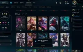 CONTA LOL - LEVEL 190, 110 SKINS RARAS, R$1500 GASTO, OURO2.