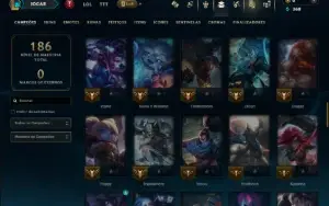 Unranked com 80 Champs e 9 Skins