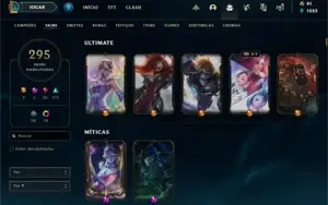 Conta Bronze I, Honra 4, nvl 238, 295 skins, 56% winrate, 5