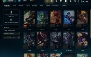 Conta Unranked com 20 Champs e 6 Fragmentos de Skins