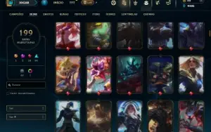 Unranked com 120 Champs e 199 Skins ( MID / TOP / JG )
