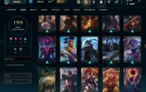 Unranked com 120 Champs e 199 Skins ( MID / TOP / JG )