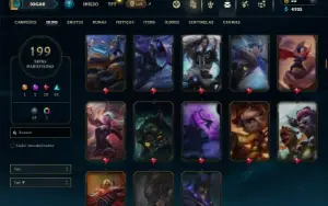 Unranked com 120 Champs e 199 Skins ( MID / TOP / JG )