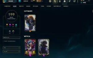 Unranked com 120 Champs e 199 Skins ( MID / TOP / JG )