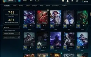Conta platina 2 com TODOS os champs e 238 Skin + 5 Prestigio