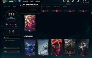 Conta platina 2 com TODOS os champs e 238 Skin + 5 Prestigio