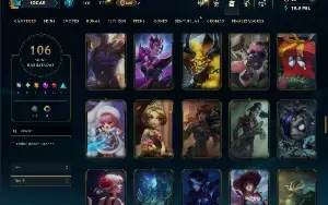Unranked com TODOS os champs e 106 Skins ( TOP / MID / SUP )