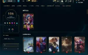 Unranked com TODOS os champs e 106 Skins ( TOP / MID / SUP )