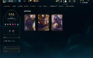 Unranked com TODOS os champs e 106 Skins ( TOP / MID / SUP )