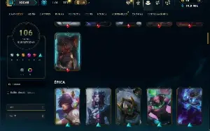 Unranked com TODOS os champs e 106 Skins ( TOP / MID / SUP )