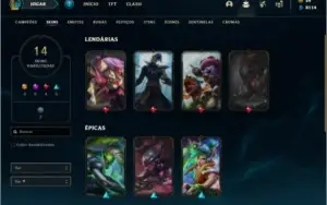 Conta bronze 2 com 14 skins e 48 champs