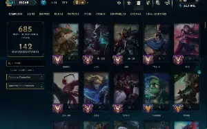 Ferro 2 com TODOS os Champs e 177 Skins ( Nivel  504 )