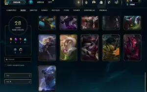 Mestre com 75 Champs e 28 Skins + 11 Fragmentos