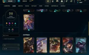 Mestre com 75 Champs e 28 Skins + 11 Fragmentos