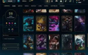 Mestre com 75 Champs e 28 Skins + 11 Fragmentos