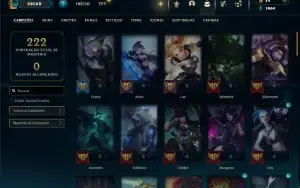 Mestre com 75 Champs e 28 Skins + 11 Fragmentos