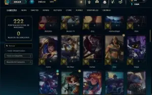 Mestre com 75 Champs e 28 Skins + 11 Fragmentos