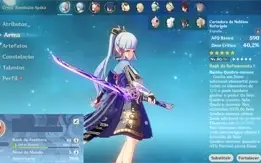 Genshin Impact AR 42 com Ayaka Ayato e Cortadora da Neblina