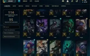 Conta prata 4 com 65 Champs e 38 Skins (2 Ultimates)