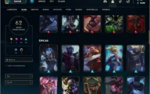 Conta ouro 2 com 54 champs e 62 skins