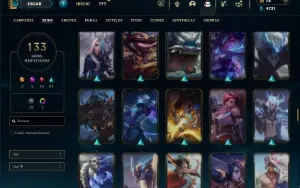 Ouro 3 com 150 Champs e 133 Skins + 3 Vitoriosas