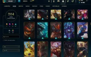 Platina 4 com TODOS os champs e 204 Skins ( MAIN SUP )