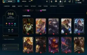 Platina 4 com TODOS os champs e 204 Skins ( MAIN SUP )