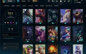 Bronze 1 com TODOS os champs e 281 Skins (mais de 50 Jogos)