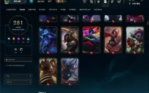 Bronze 1 com TODOS os champs e 281 Skins (mais de 50 Jogos)