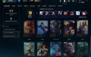 Unranked com 22 Champs e 2 Skins