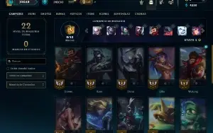 Unranked com 22 Champs e 2 Skins