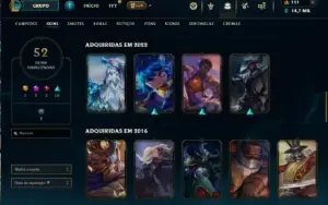 acc mestre 100 pdl, quase full champs, 52 skins