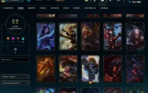 acc mestre 100 pdl, quase full champs, 52 skins