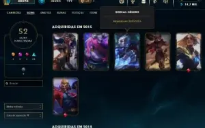 acc mestre 100 pdl, quase full champs, 52 skins