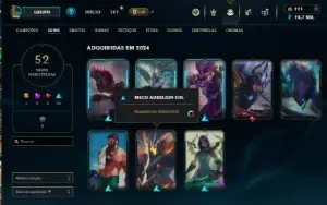 acc mestre 100 pdl, quase full champs, 52 skins